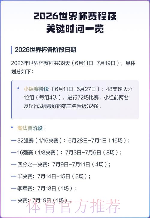 2026世界杯每日赛程完整版最新时间表查询入口
